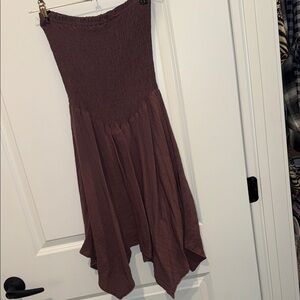 Asymmetrical purple mini dress